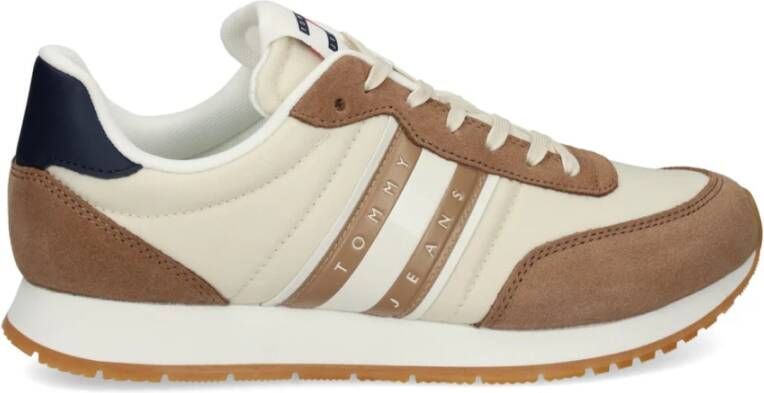 Tommy Hilfiger Sportieve Beige Veterschoenen met Bruine en Blauwe Details Beige Heren