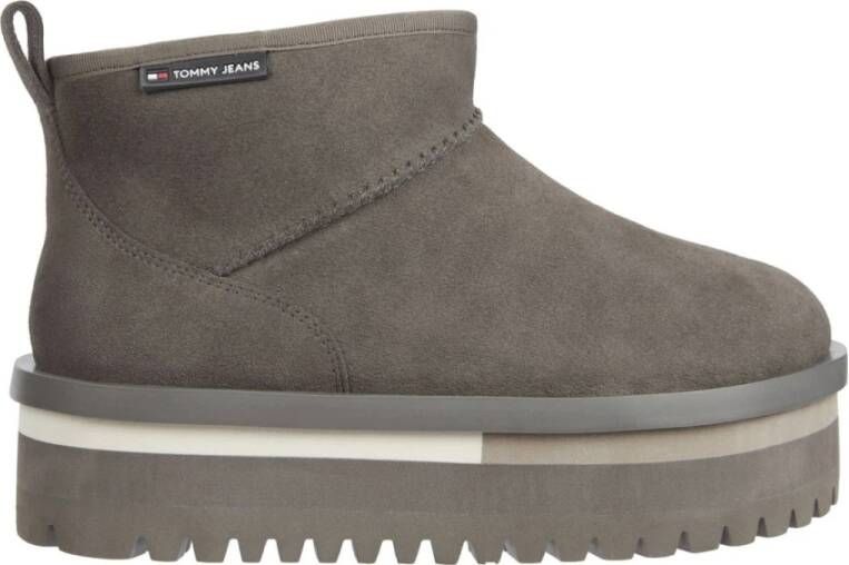 Tommy Jeans Grijze Flatform Enkellaarzen voor Vrouwen Gray Dames