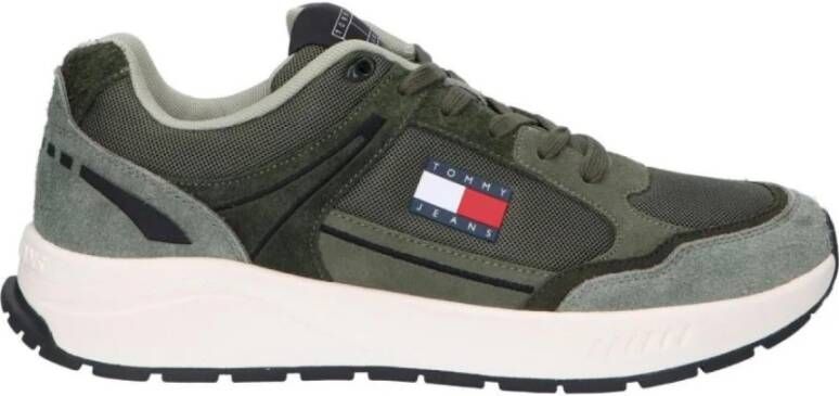 Tommy Jeans Groene leren sneakers Green Heren