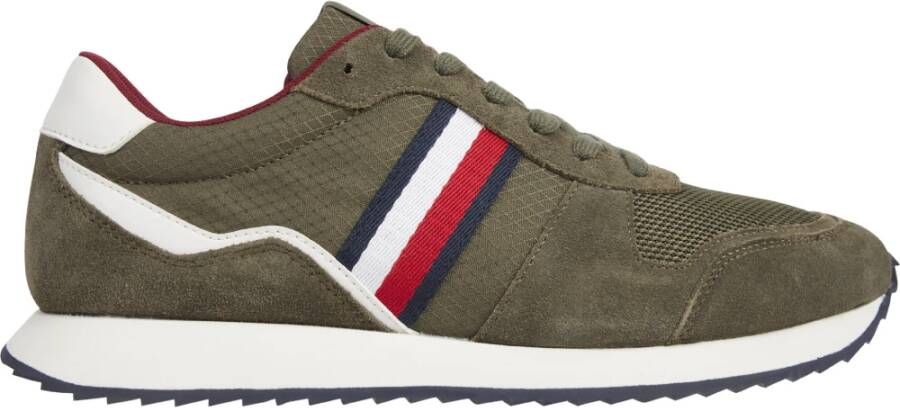 Tommy Jeans Groene Sneakers Ronde Neus Vetersluiting Green Heren