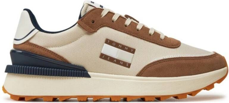 Tommy Jeans Mesh Leren Hardloopschoenen Bruin Brown Heren