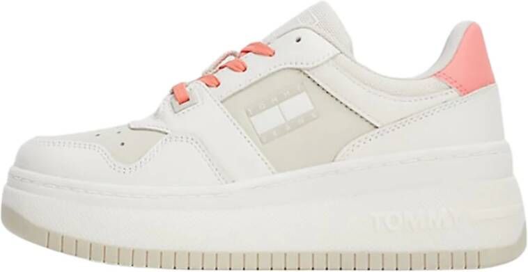 Tommy Jeans Leren sneakers met gekleurd patroon White Dames