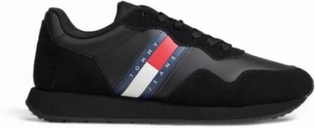 Tommy Jeans Sportieve Suède Sneakers met Rubberen Zool Black Heren