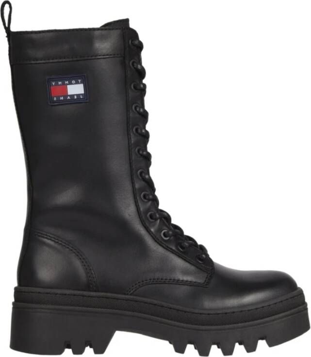 Tommy Jeans Zwarte Veterschoenen Black Dames