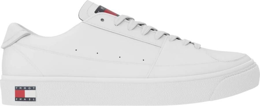 Tommy Jeans Witte Leren Lage Sneakers White Heren