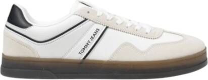 Tommy Jeans Zwarte Leren Casual Schoenen voor Mannen Black Heren