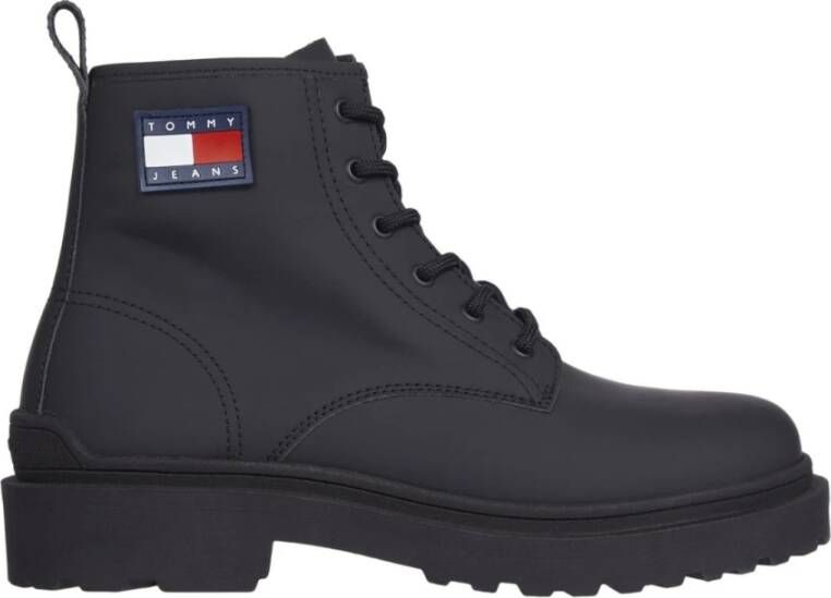 TOMMY JEANS Veterschoenen TJM LEATHER LACE UP BOOT hakken veterschoenen met zijlogo-vlag