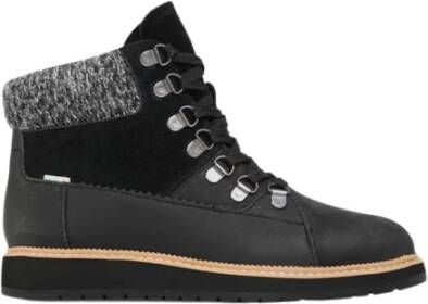 TOMS Zwarte Leren Mid-High Veterschoenen Black Heren