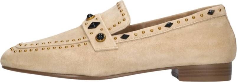 Toral Beige Suède Loafers met Studs Beige Dames