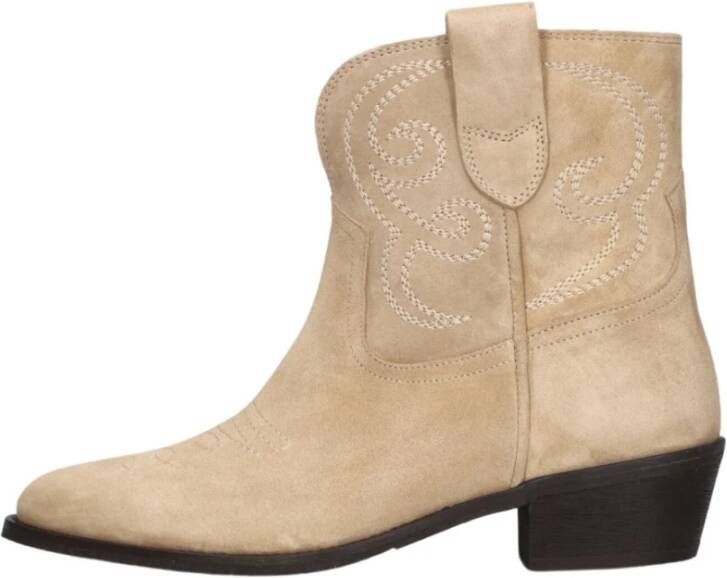 Toral Beige Western Style Enkellaarsjes Beige Dames