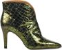 Toral Enkellaarsjes Dames Laarzen Damesschoenen Leer Crocoprint 12601 Groen - Thumbnail 1