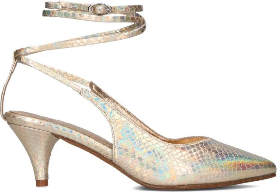 Toral Dames Pumps Damesschoenen Leer Crocoprint hoogte Nor Goud