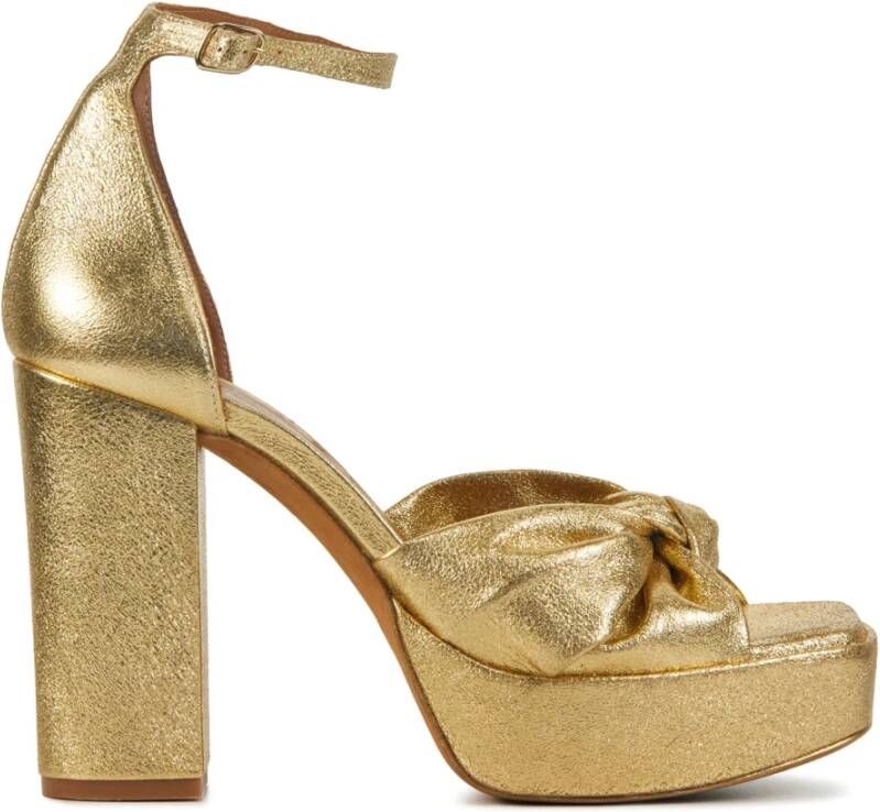 Toral Sandalen Dames Damesschoenen Leer Plateauhak hoogte Amaia Goud