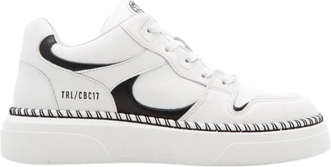 Toral Stijlvolle leren sneaker met zwarte accenten White Dames