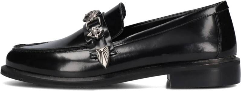 Toral Zwarte Leren Loafers Naomi Black Dames