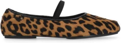 TORY BURCH Animalier Patroon Bruin Leren Ballerina's Brown Dames