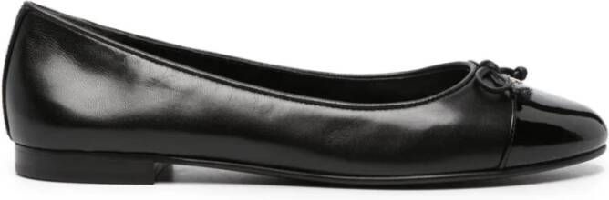 TORY BURCH Zwarte Leren Cap Toe Ballerina`s Black Dames