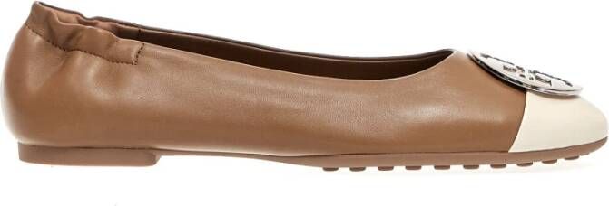 TORY BURCH Beige Cap Toe Ballet Flats Brown Dames