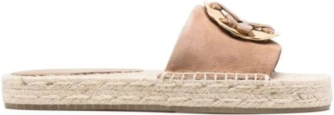 TORY BURCH Beige Leren Espadrille Slide Muilezels Beige Dames