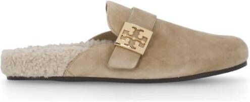 TORY BURCH Beige Sandalen met Metalen Logo Beige Dames