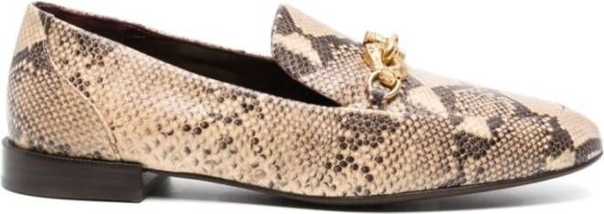 TORY BURCH Beige Snakeskin Leren Loafers Beige Dames