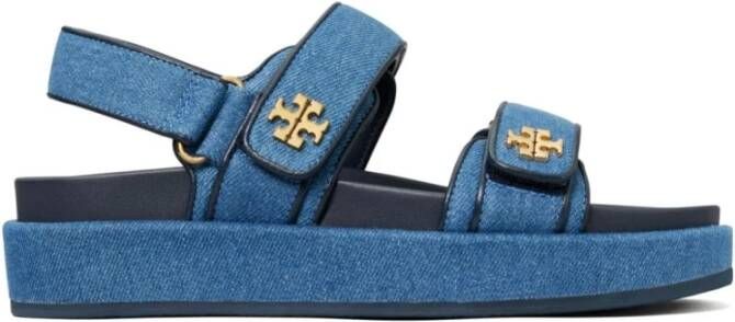 TORY BURCH Blauwe Denim Sandalen met Goudkleurige Hardware Blue Dames