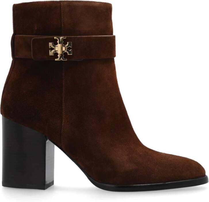 TORY BURCH Booties met logo Brown Dames