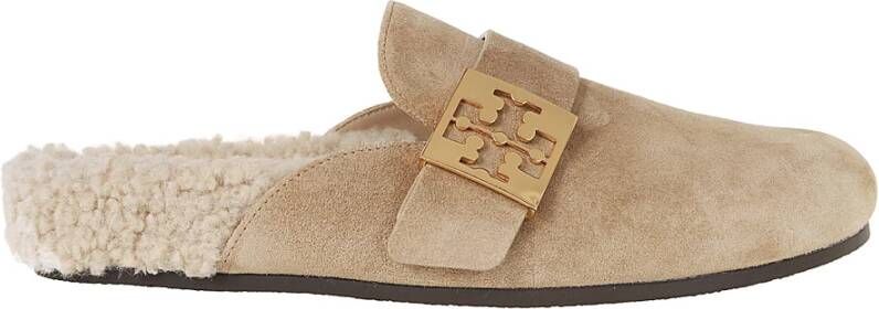 TORY BURCH Bruine Leren Pantoffels Elegante Stijl Brown Dames