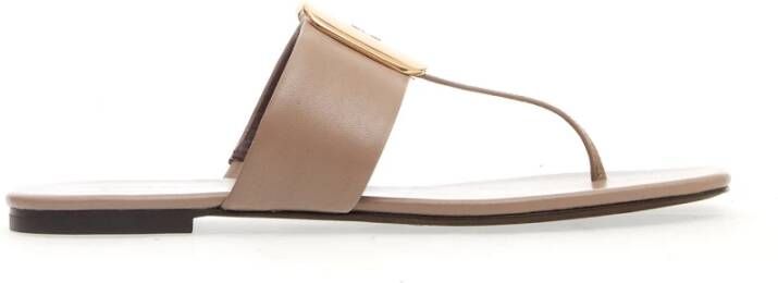 TORY BURCH Chique Beige Leren Sandalen Beige Dames