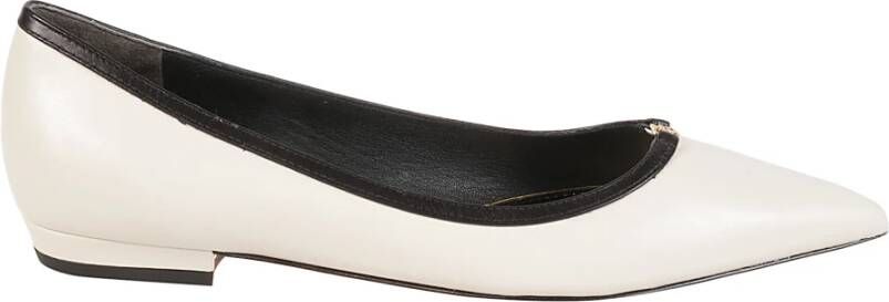 TORY BURCH Dubbele T Gesp Puntige Neus Platte Schoenen White Dames