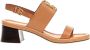 TORY BURCH Eleanor Logo Sandal Brown Dames - Thumbnail 1