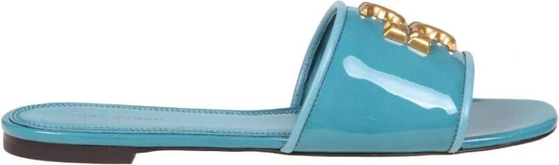 TORY BURCH Eleanor Patent Leren Slide Blauw Dames