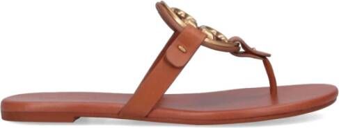 TORY BURCH Elegante Bruine Leren Sandalen Brown Dames