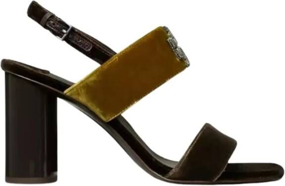 TORY BURCH Elegante hoge hak sandalen met Pavé-detail Brown Dames