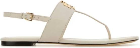 TORY BURCH Elegante Ivoor Leren Teenslippers White Dames