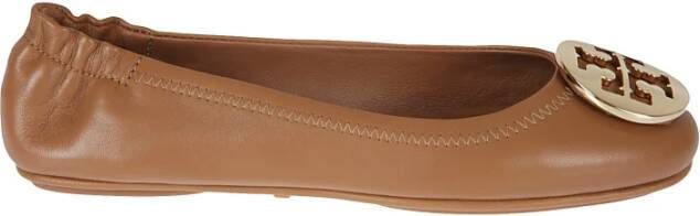 TORY BURCH Elegante Leren Ballerina`s Brown Dames