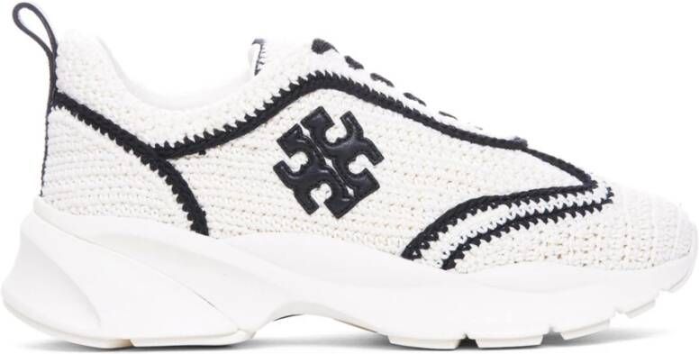 TORY BURCH Gehaakte Sneakers voor Stijlvolle Look Beige Dames