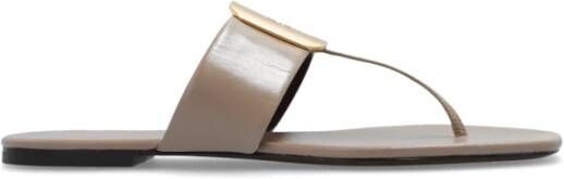 TORY BURCH Georgia flip-flops in leer Beige Dames