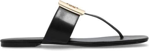 TORY BURCH Georgia flip-flops in leer Black Dames