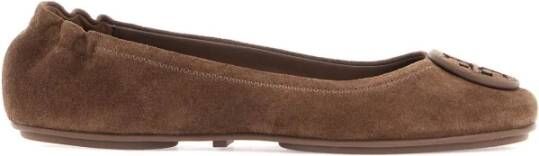 TORY BURCH Iconische Suede Minnie Balletflats Brown Dames