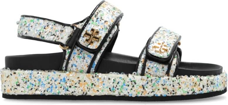 TORY BURCH Mesh Sequin Sandalen Double T Motif Multicolor Dames