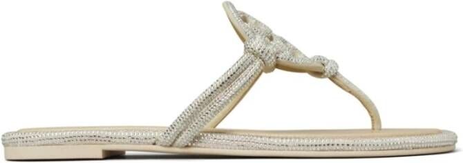 TORY BURCH Kristalversierde Flip Flops White Dames