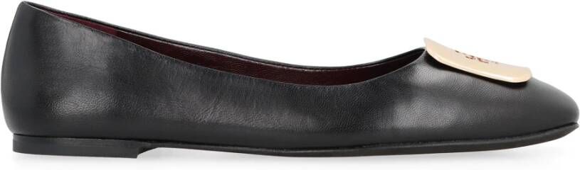 TORY BURCH Leren Ballet Flats Vierkante Neus Black Dames