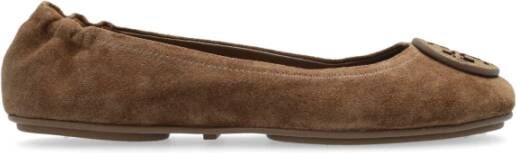 TORY BURCH Ballerina Flats met Logo Plaat Beige Dames