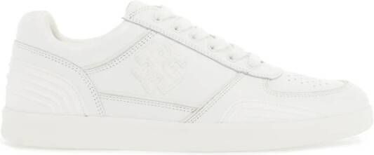 TORY BURCH Leren Court Sneakers met Double T White Dames