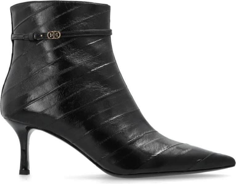 TORY BURCH Leren enkellaarzen Black Dames