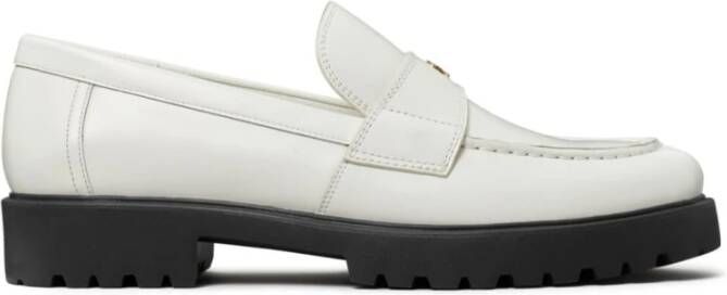 TORY BURCH Leren Instap Flats met Double T White Dames