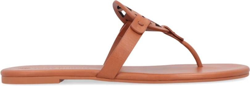 TORY BURCH Leren Platte Sandalen Brown Dames