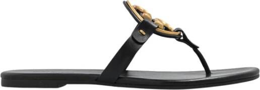 TORY BURCH Zwarte Leren Flip Flops voor Dames Zwart Dames