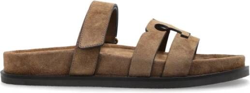 TORY BURCH Leren slides Ines Brown Dames